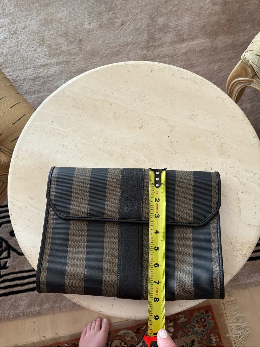 Fendi Striped Pequin Fold-Over Clutch